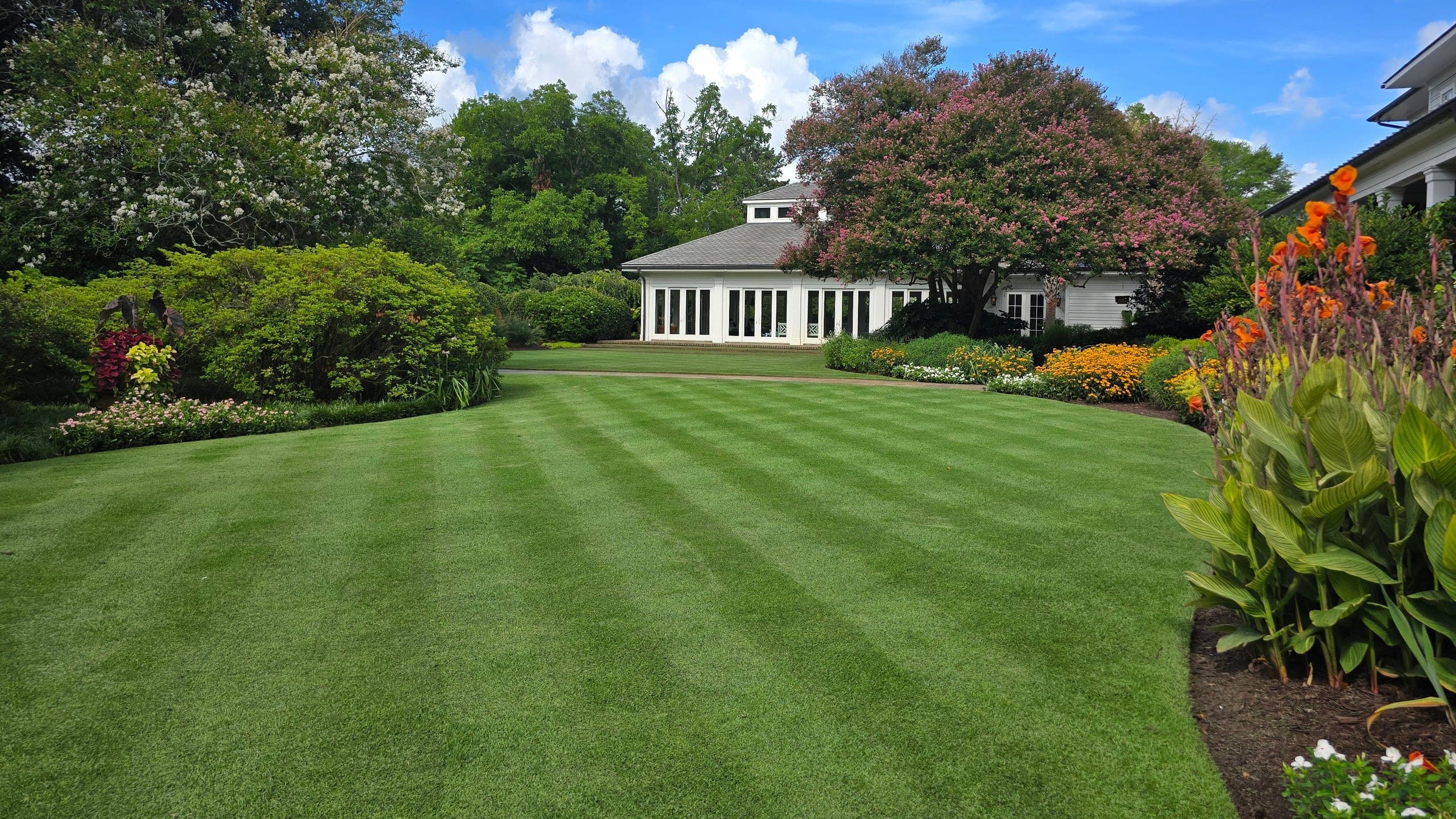 Striped lawn after professional mowing in Florence, SC